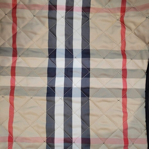 Burberry Quilted Field Coat Black Nova Check Button Front Womens XS Youth 12 - Picture 11 of 16